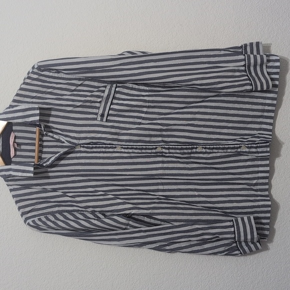 VICTORIA'S SECRET WHITE BLUE STRIPE LONG SLEEVE COTTON SLEEP SHIRT PJS Medium - Picture 3 of 8